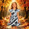 Kids Halloween Printed Dress with Sleeve Casual Party Dress for Girls