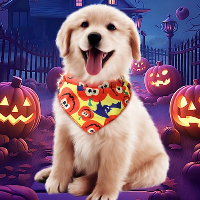4lots Halloweens Triangular Scarf Permeable Pet Neckerchief Dog Triangles Bib for Dogs Regulable Neck