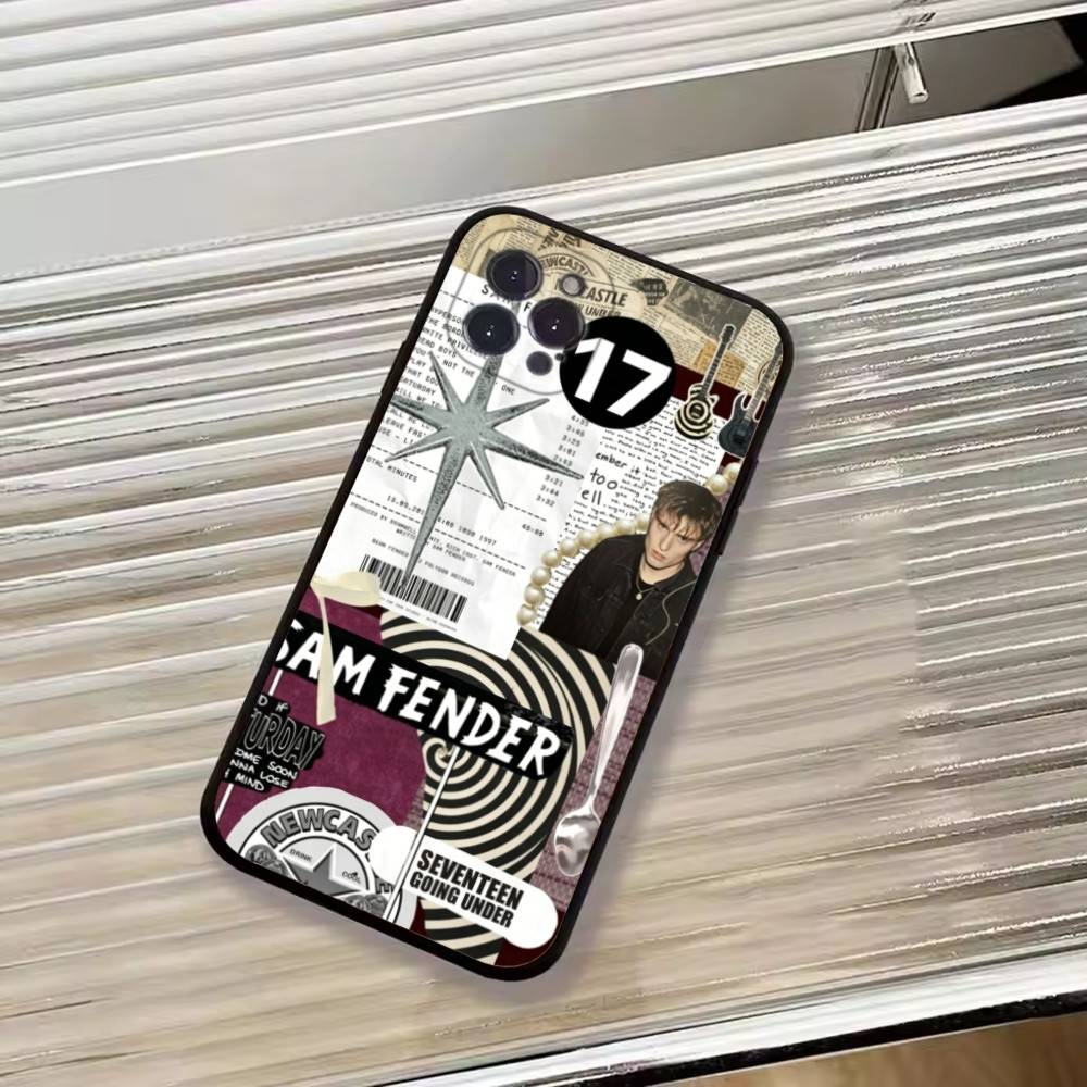 Custodia per Telefono Singer S-Sam Fender Per iPhone 17,16,15,14,13,12,11 Plus,Pro Max,XS,Copertura Nera Morbida