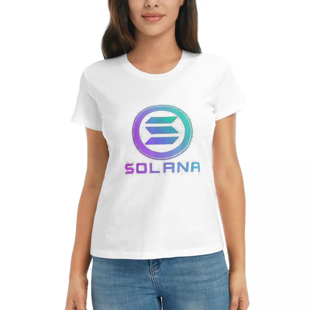 Women TShirt Solana Cryptocurrency Solana SOL Summer Short Sleeve Tees ONeck Cotton T Shirts Clothes Tops Streetwear