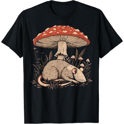 Cute Rat Mouse Cottagecore Aesthetic Under The Mushroom T-Shirt