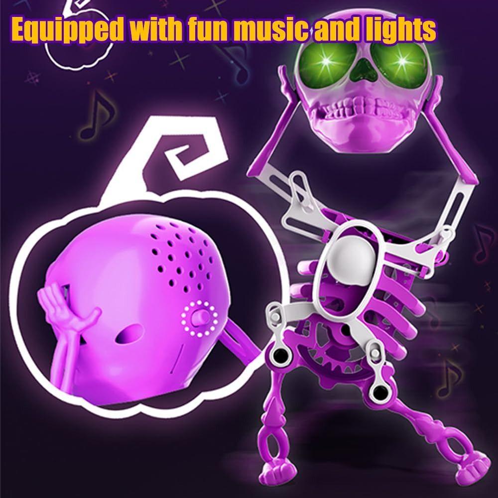 With Music Dancing and Swinging 3D Skull Toy with Lights Wind Up Skeletons New Dancing Skeleton