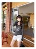 American Retro Square Neck Long Sleeve T-shirt - Women's Slim Fit Cropped Top for Autumn