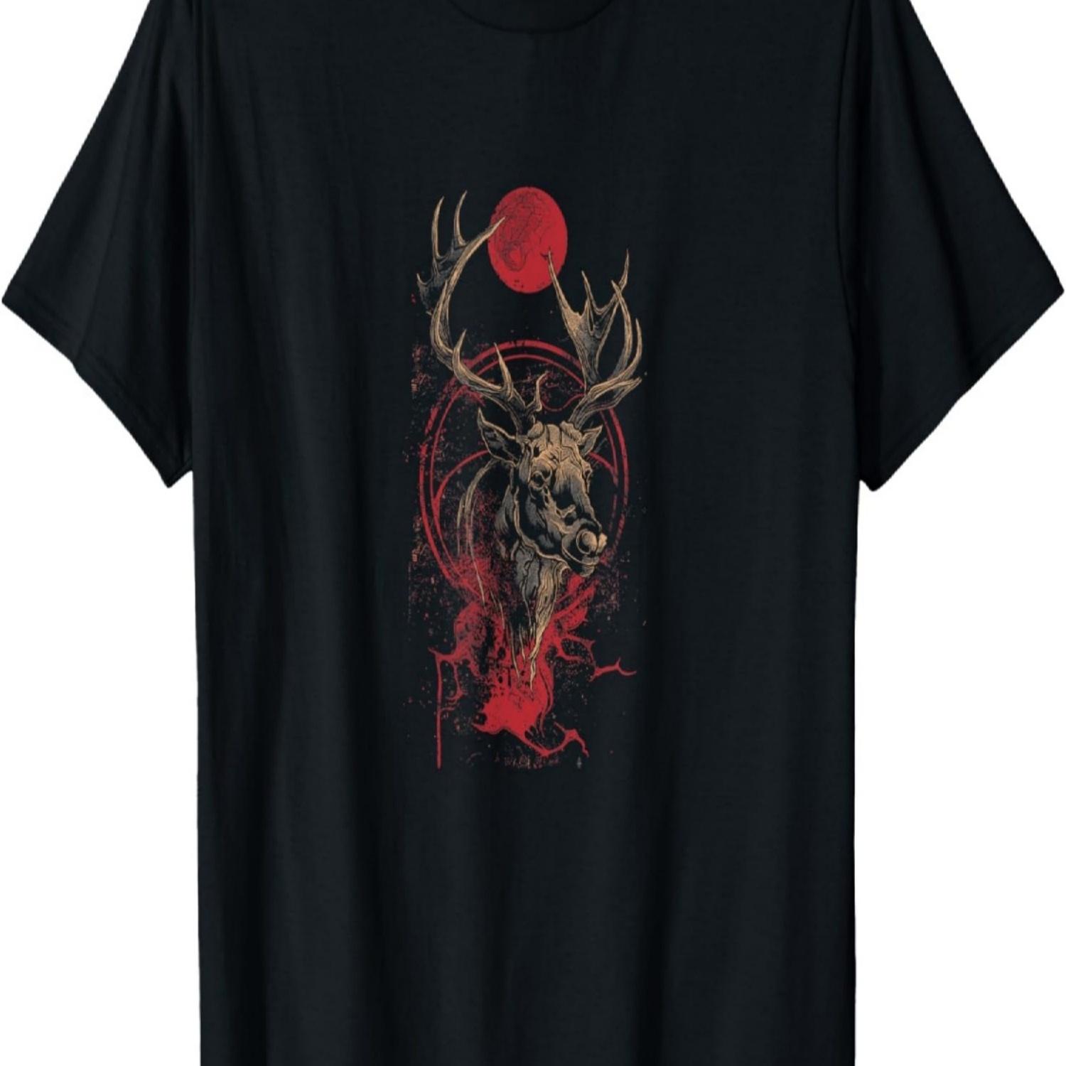 Deer T-Shirt with Hunter Clothing Hoodie, Deer Motif T-Shirt S