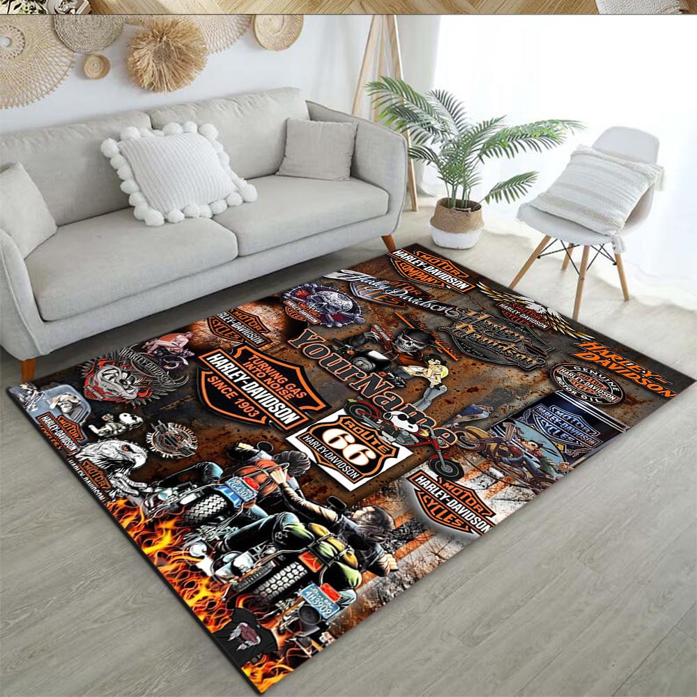Harley-davidson Motorcycles Customizable Name Floor Mat Suitable for Outdoor Hallway Entryway Kitchen Antislip Carpet Decorate Offices