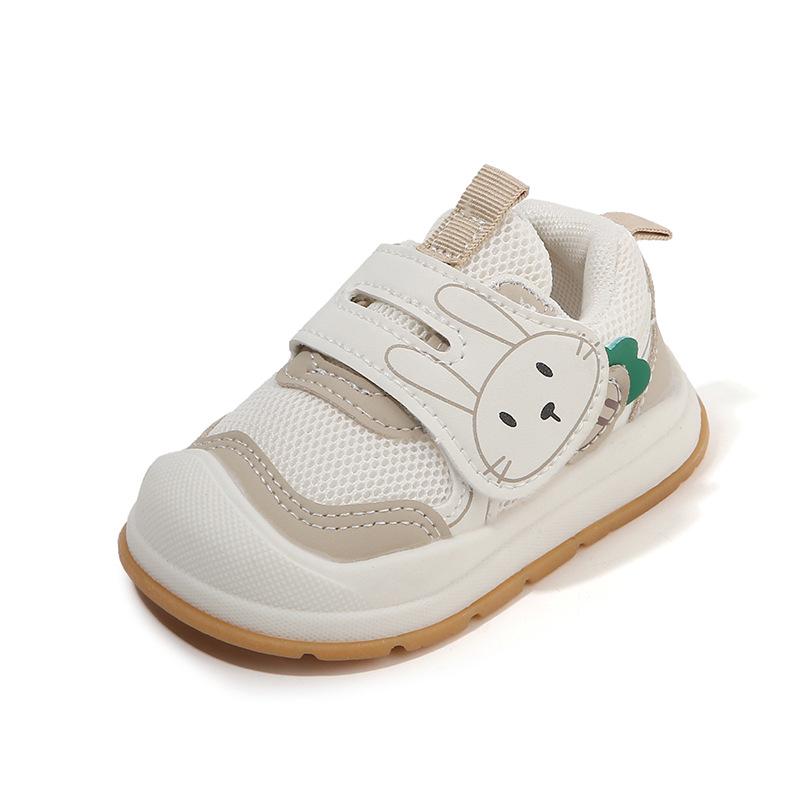 Breathable Mesh Baby First Walker Shoes - Soft Sole, Anti-slip, Cartoon Design, Velcro Closure for Boys and Girls, Spring/Autumn.