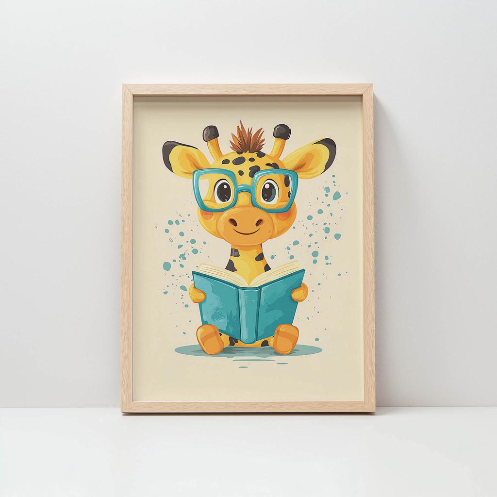 Plakat Wesoła Żyrafa W Krainie Baśni Plakat Wesoła Żyrafa W Krainie Baśni, 50X70 Cm, Bez Ramy, Papier Matowy 230 Gsm