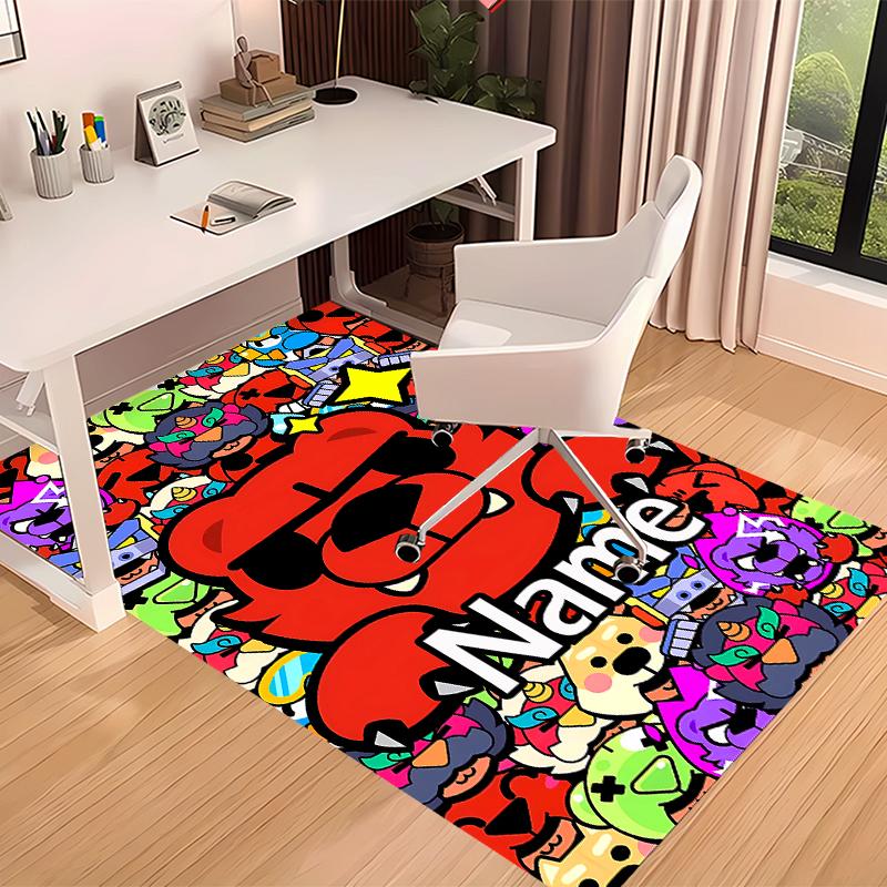 Custom Personalization Brawl Stars Print Area Rug - Soft, Washable Non-Slip Indoor Mat,Living Room,Home&Office Decorative Rug