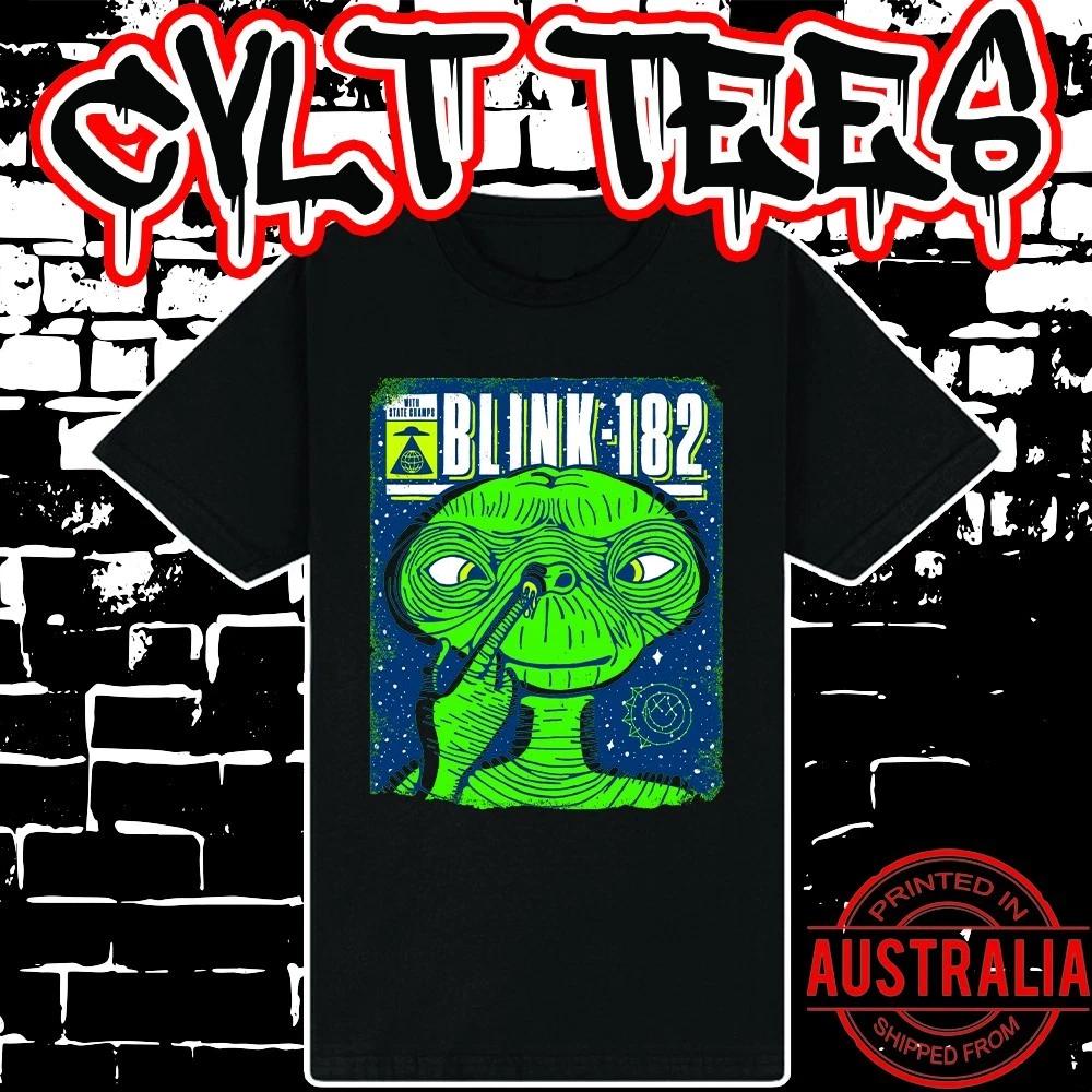 Men s and Women s T-shirts Blink 182 ET Band Tee ~ Premium Black Gildan Cotton L