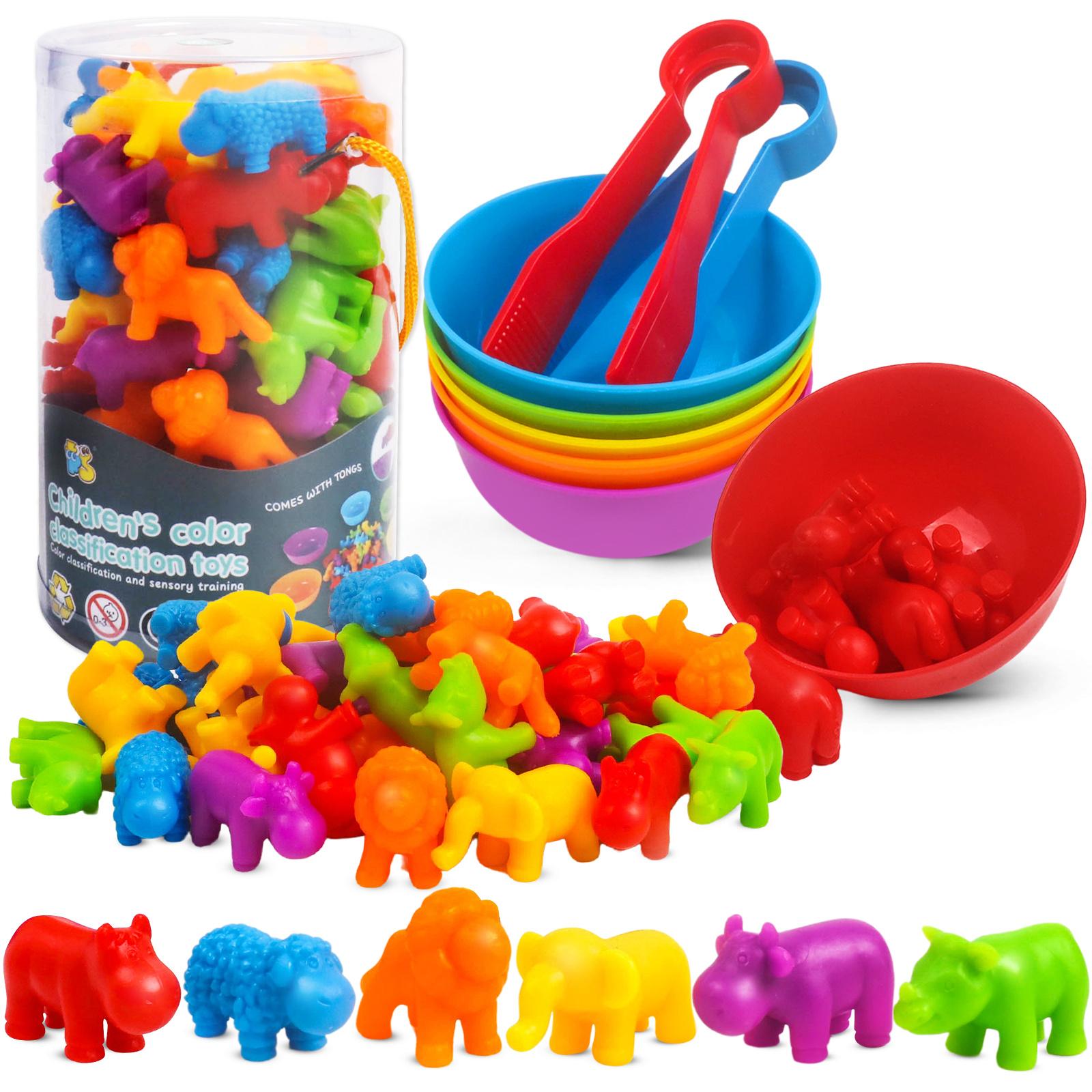 Activating Toys Counting Animal Matching Games Color Sorting Toys With Bowls Preschool Learning Activities For Math Montessori Kids Sensory Toys