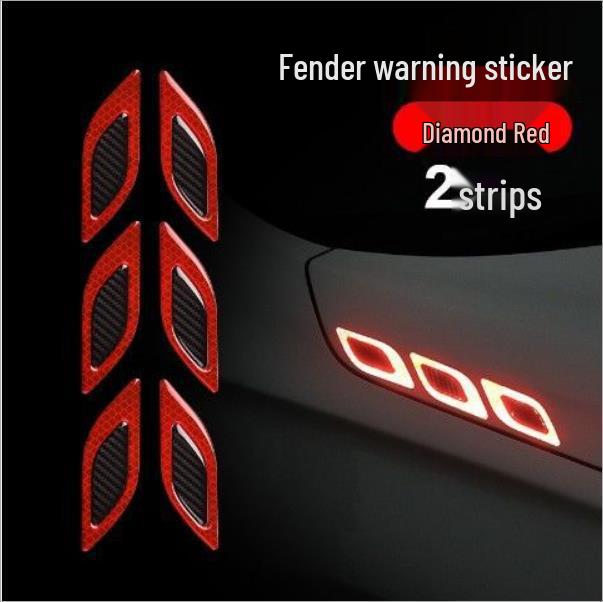 

Светоотражающие наклейки из углеродного волокна для защиты от столкновений для дверей, крыльев и фар. Fender Warning Sticker алмаз/красный