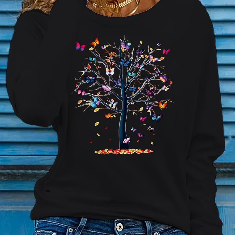 Ladies' Spring and Autumn Clothing Colorful heart Printed T-shirt Long Sleeve Round Neck Casual Top