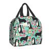 Adorable Perro de Montaña Bernés Florales Fiambrera Portátil para Mujer, Hermética, Animal Térmica, Bolsa de Almuerzo Aislada para Comida