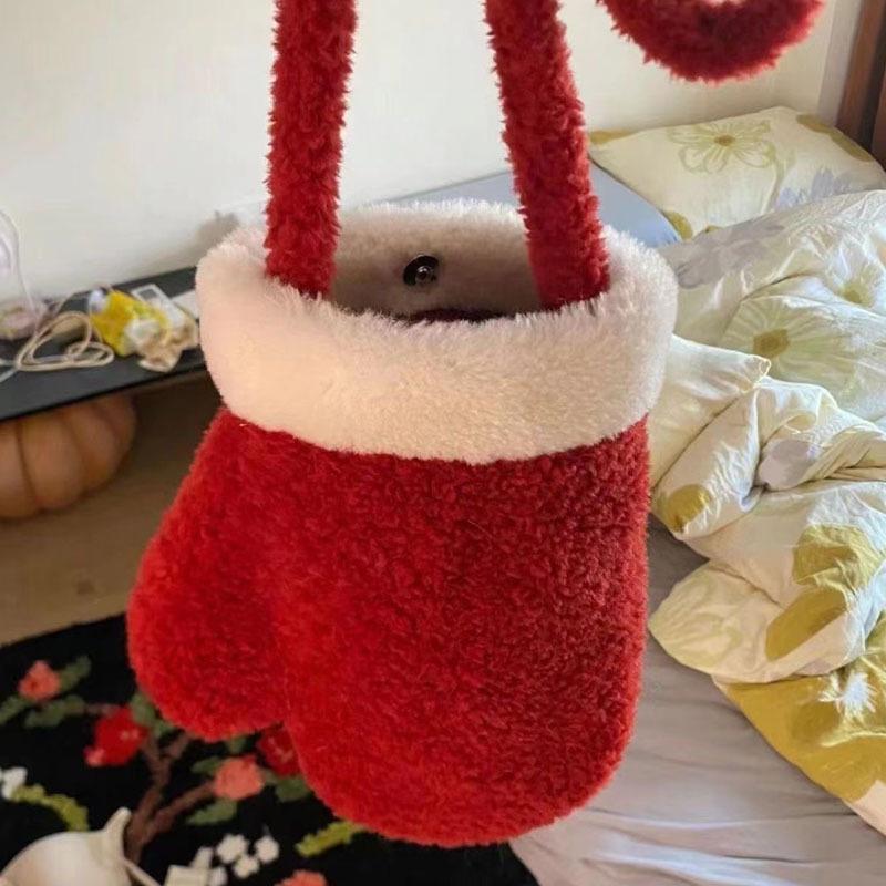 

Ретро красная пушистая сумка кроссбоди большой вместимости - Зимний и рождественский модный стиль для женщин