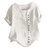 Dame Sommeroverdeler Rundhalset Kortermet Loose Fit T-skjorte Ensfarget Knapper Innredning Uformell Pullover Topper Daglig slitasje