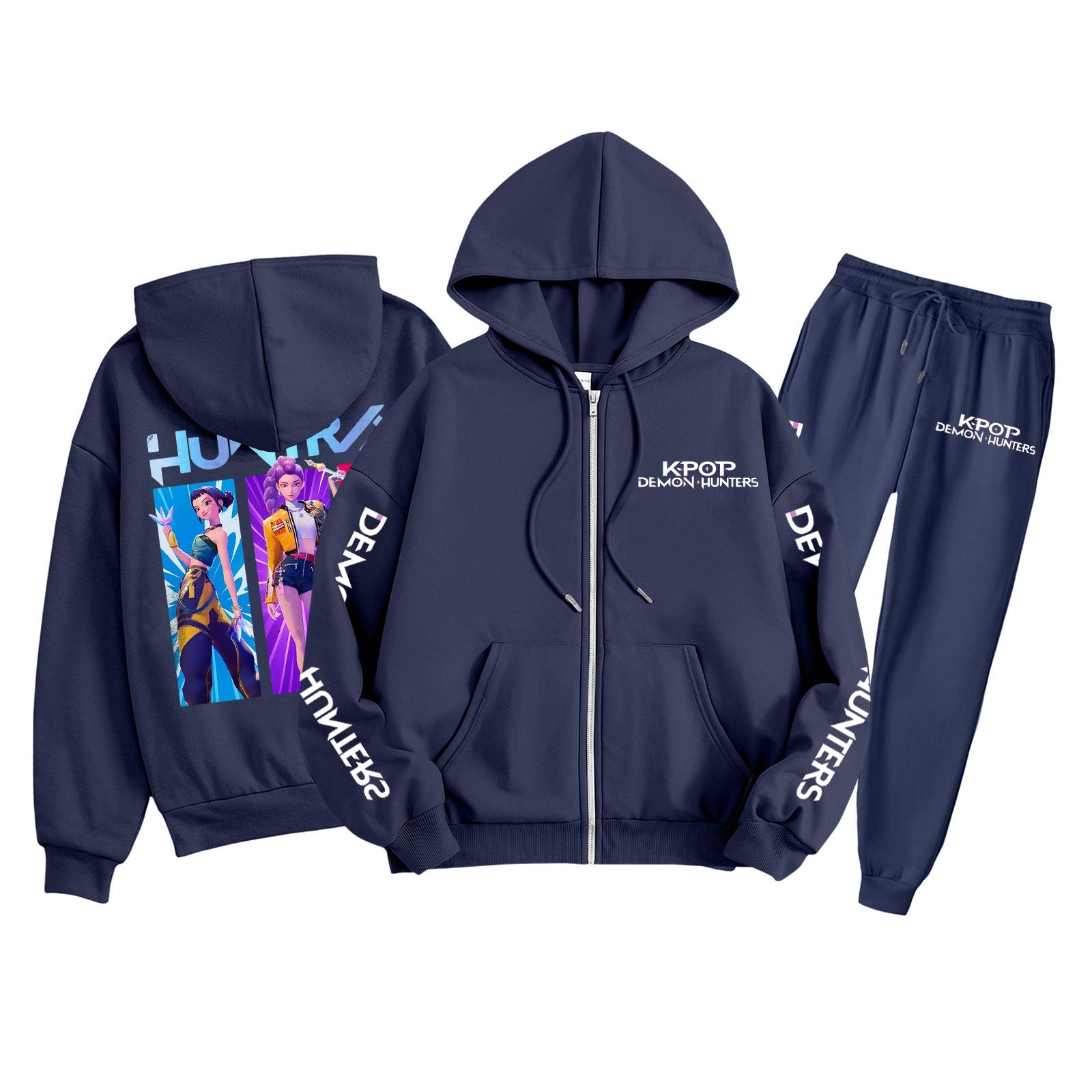 

Детская мода Толстовка с длинным рукавом, на молнии, с капюшоном, спортивные штаны с принтом, комплект толстовки с карманами 160 тёмно-синий