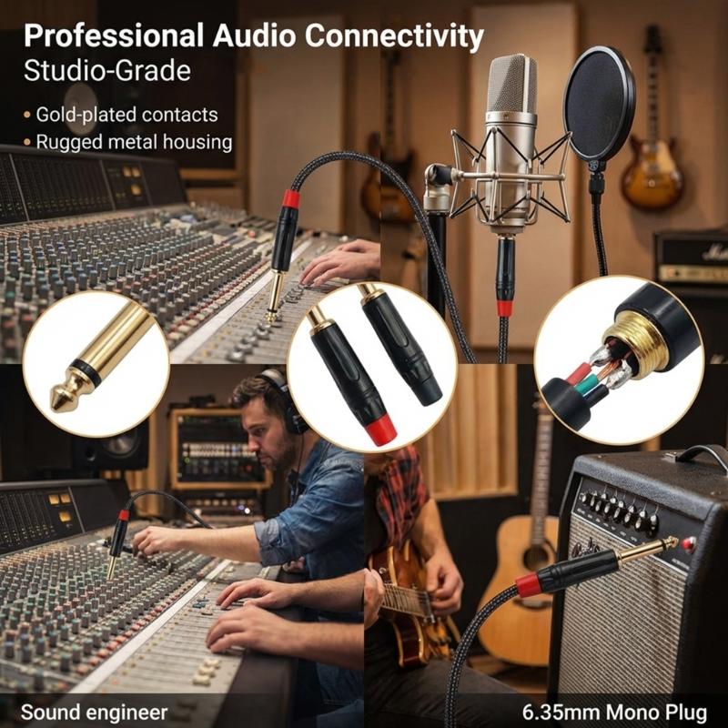 2/4/6Pcs Musical Sound 6.35mm 1/4inch Solder Type Mono Stereo Adapter Connector for Speaker/Guitar/Microphones Cable