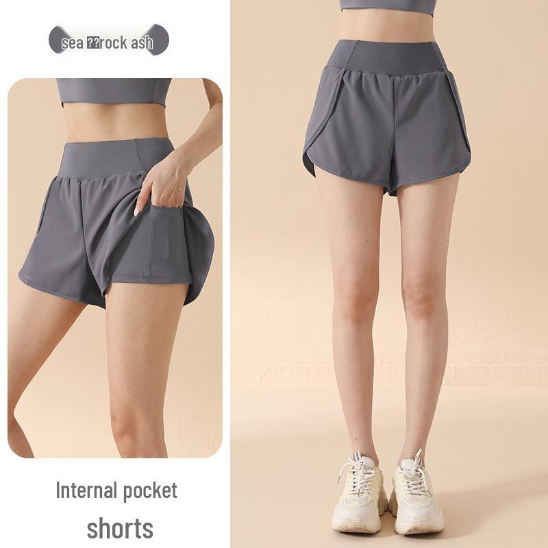 Women's 2025 High-Waisted Sports Shorts with Pockets - Hip-Lifting, Anti-Exposure, Loose Fit for Running & Yoga