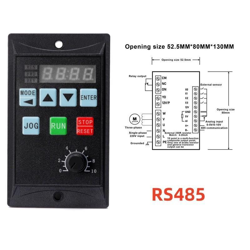 750W/1500W RS485 MCU Single Phase Input Simple Frequency Converter VFD Driver Miniature Frequency Converter Three-Phase Motor