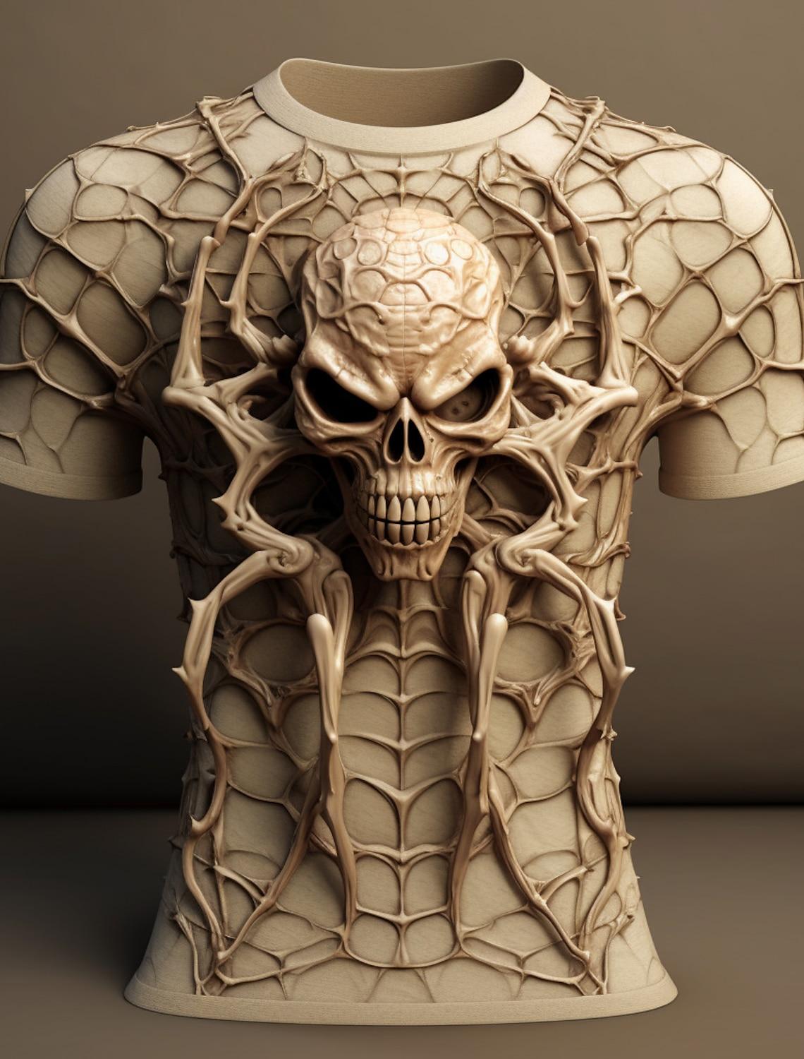 

Винтажная футболка для мужчин, футболка большого размера с короткими рукавами и рисунком черепа паука ужасов нежити, модная мужская одежда 2XL