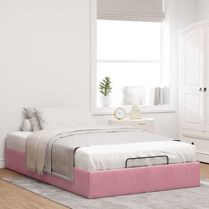 VidaXL Cadre de lit ottoman sans matelas rose 120x200 cm velours, cadre de lit, cadre de lit ottoman, cadre de lit avec 3310960