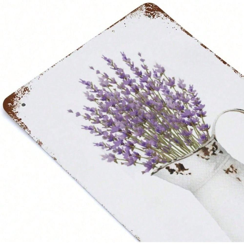 Metal Wall Art Lavender Flowers Retro Vintage Home Decor