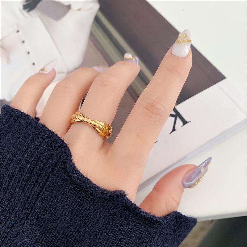 18k Gold Plated Retro Ring: European & American Cool Style for Women