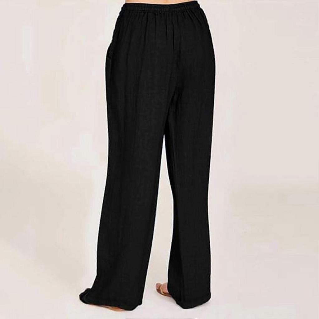 women linen pants summer wide leg loose casual cotton palazzo