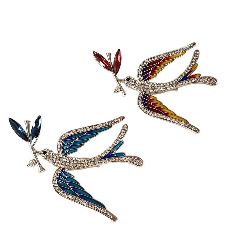 Full-diamond Swallow Brooch - High-end, Exquisite, Luxurious, Pleated Blouse Accessory, Waist-closure Pin