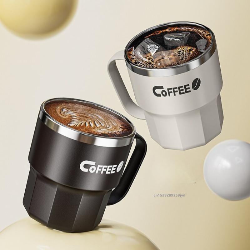 Coffee Mug With Lid and Handle 304 Stainless Steel Tea Milk Cup Double Wall Insulated Anti Scalding Drinking Cup Festival Gifts