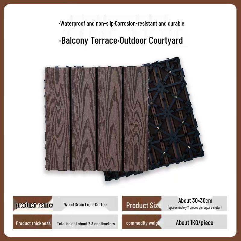 Waterproof Anti-Corrosion Outdoor Wood-Plastic Garden Flooring for Easy Self-Laying 