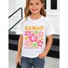Girls Crew Neck Short Sleeve T-Shirt with Colorful Floral Print