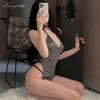 Xianyi Erotic Underwear Bed Free Sexy Uniform Deep V Pure Desire Silver Silk Neck Nightclub Suit Female Qqny316