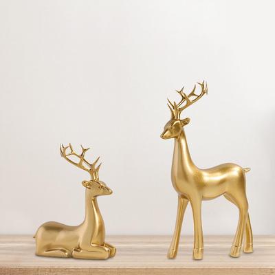 Decorative Reindeer Figurine Elk Statue for Home Office Bookshelf