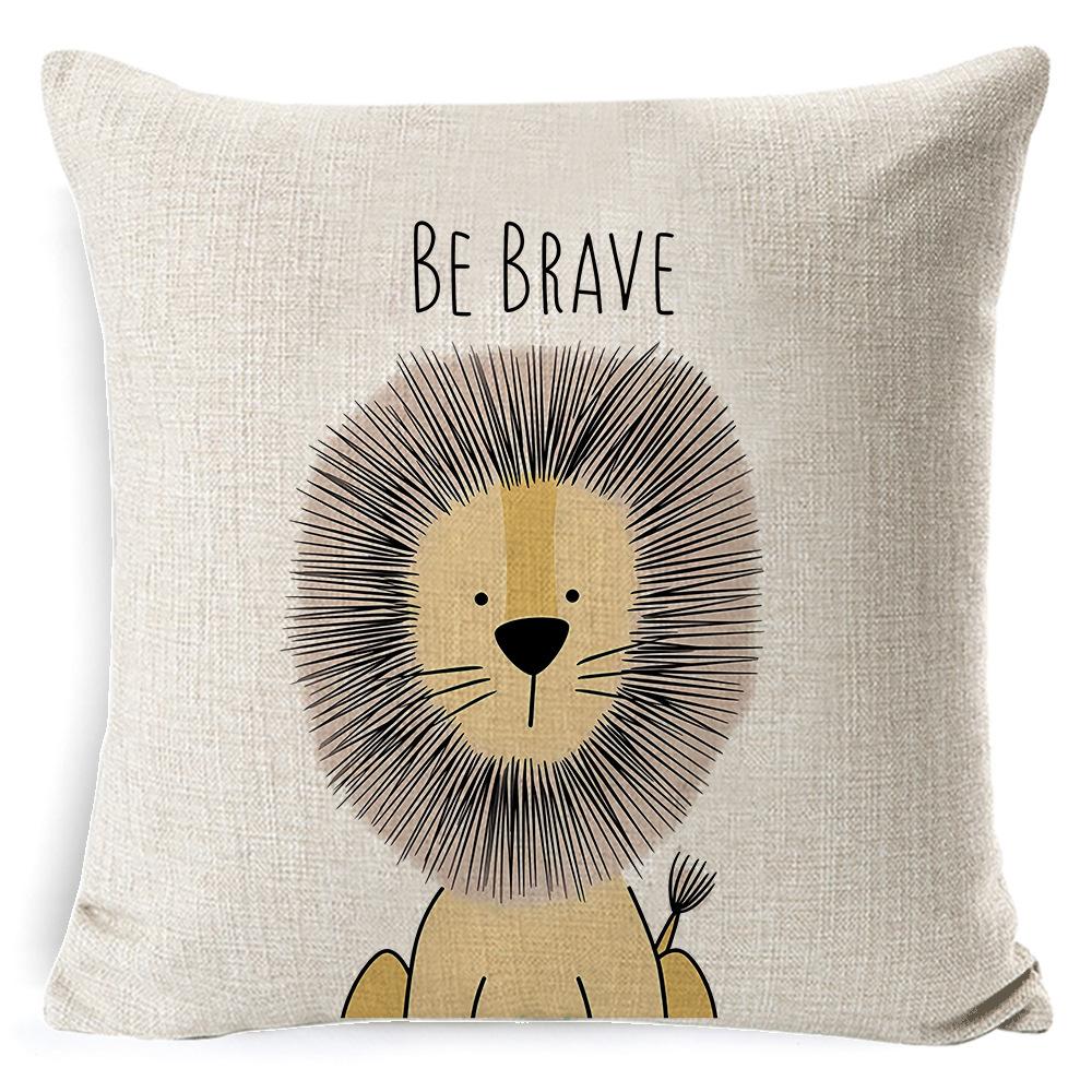 Super Cute Cartoon Linen Pillow Case Digital Printed Cushion Sofa Bed Pillow Simple