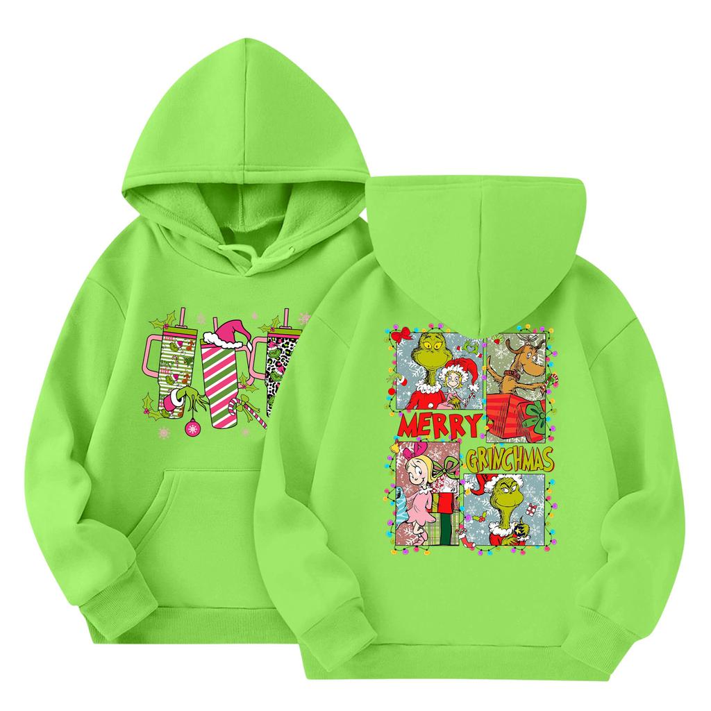 Kindermode Leichter Langarm-Pullover mit Taschen Print Kapuzenpullover