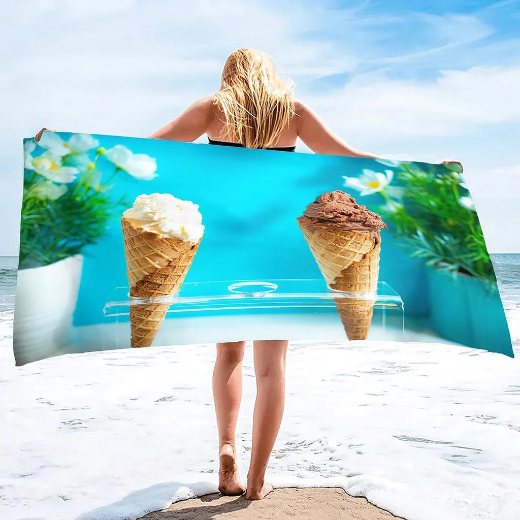 Summer Beach Towel for Adults Kids, Ice Cream Quick Dry Bath Pool Towels Beach Accessories Microfiber Sand Free Beach Towels