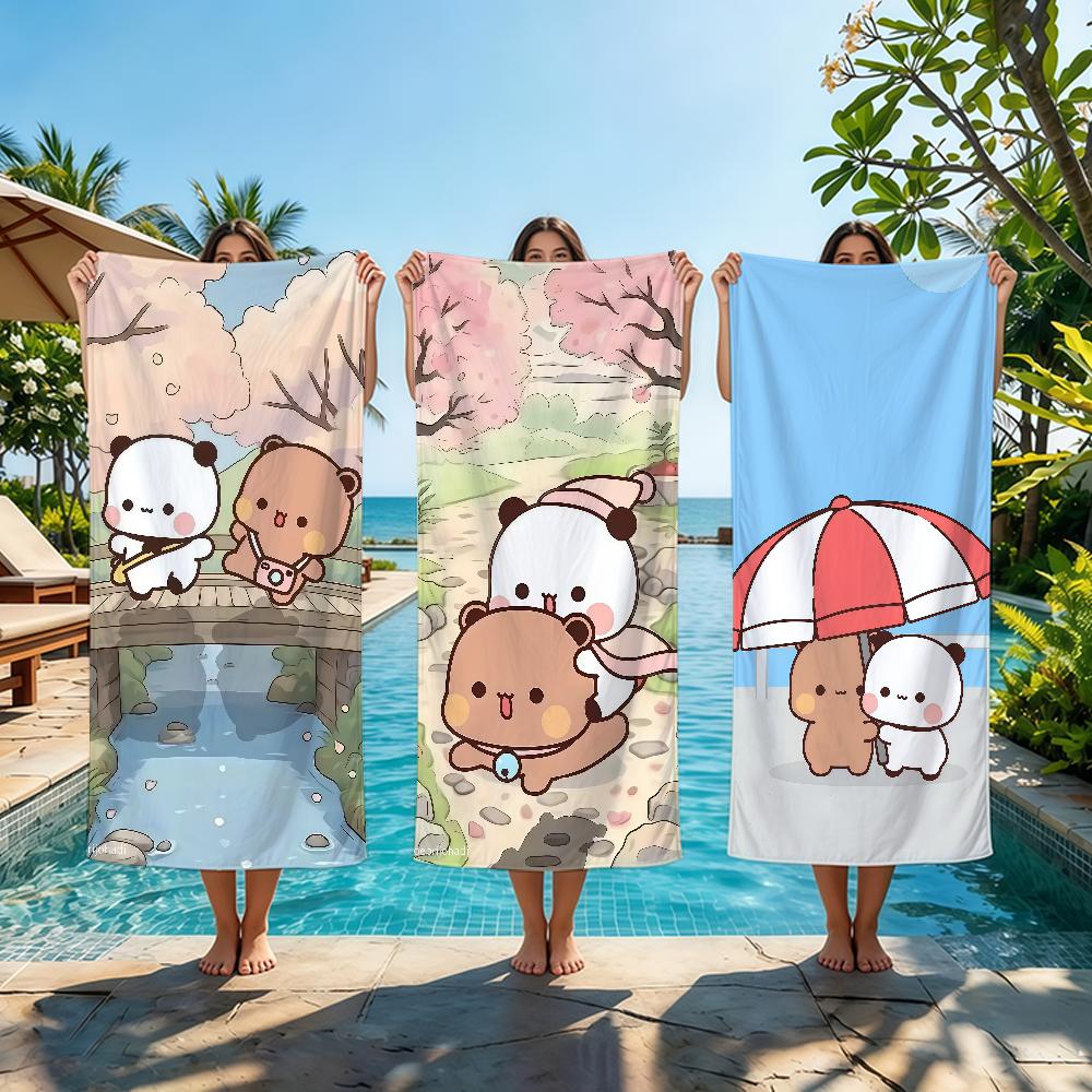 Toalla de Playa de Dibujos Animados para Pareja con Estampado Bubu y Doodle, Toalla de Playa Grande de Secado Rápido, Toalla Absorbente Suave para Natación Playa para Hombres Mujeres