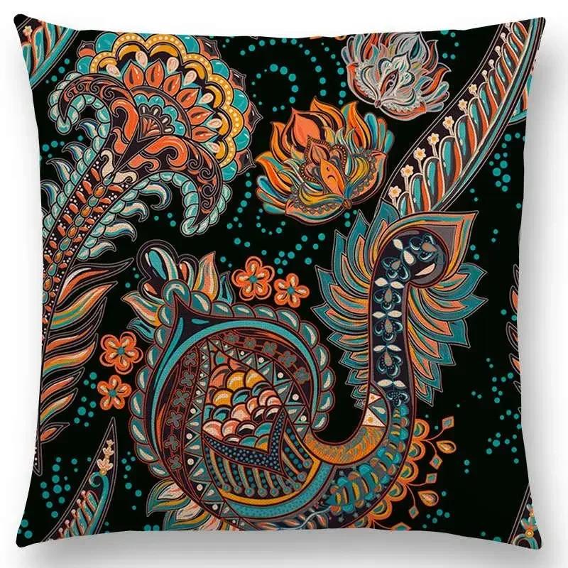 Hot Sale Bestselling African Animal Symbol Block Bohemian Geometric Floral Design Paisley Carnival Mandela Sofa Cushion 45*45cm