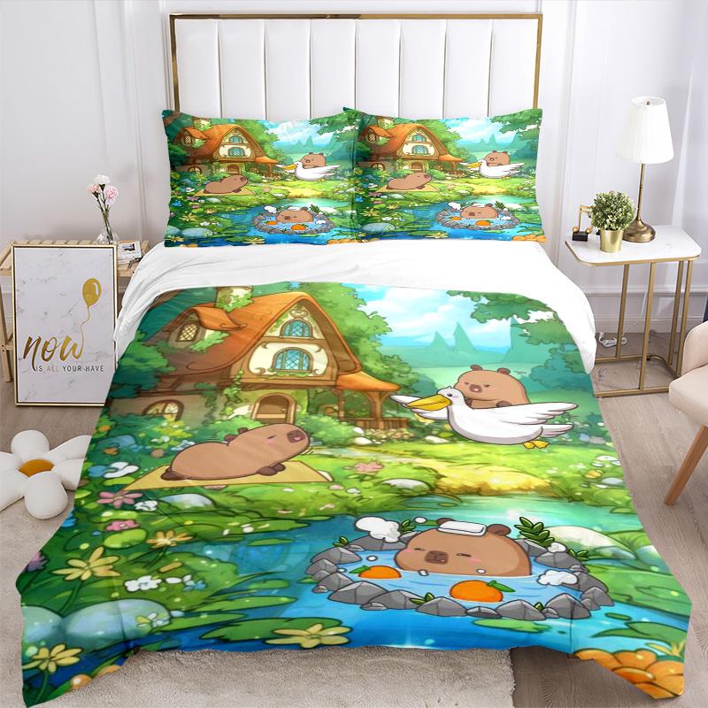 3pcs Anime Cartoon Design Bedding Set - Includes One Quilt Cover and Two Pillowcases (No Core) - Perfect for Bedroom and Guest Room Decorati