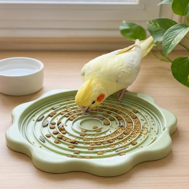 1PC Bird Slow Feeder Mat Anti-Spill Foraging Tray Easy Clean for Cockatiel Parakeet Budgie Small Bird Cage Accessory