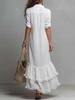 Cross-border new French lazy cotton and linen shirt ruffle edge commuting temperament loose large size split dress