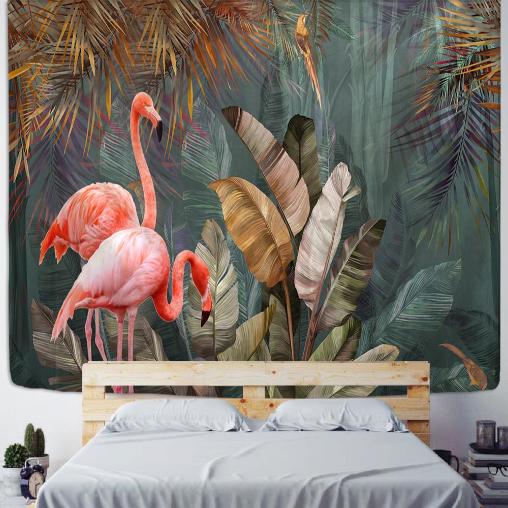 Customizable Palm Tree Tapestry Wall Hanging Tropical Leaves Floral Pattern Wall Beach Mat Animal Background Rug Tapestry