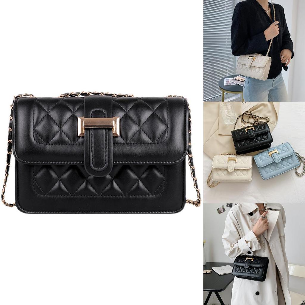 Fashionable Urban Chic Diamond Quilted Chain Shoulder Bag Stylish Small Pu Crossbody