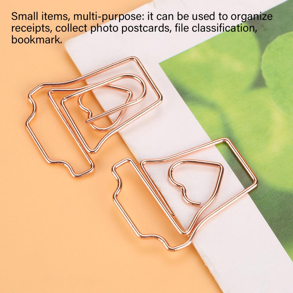 Gold Metal Electric Plate Paper Clips, 12pcs   Paper Clips Funny Bookmark Marker, Unique Design, Delicate Processes for Study and Work