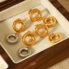 Stainless steel color-block circle earrings, niche high-end ear pendants, Instagram style titanium steel hoop earrings