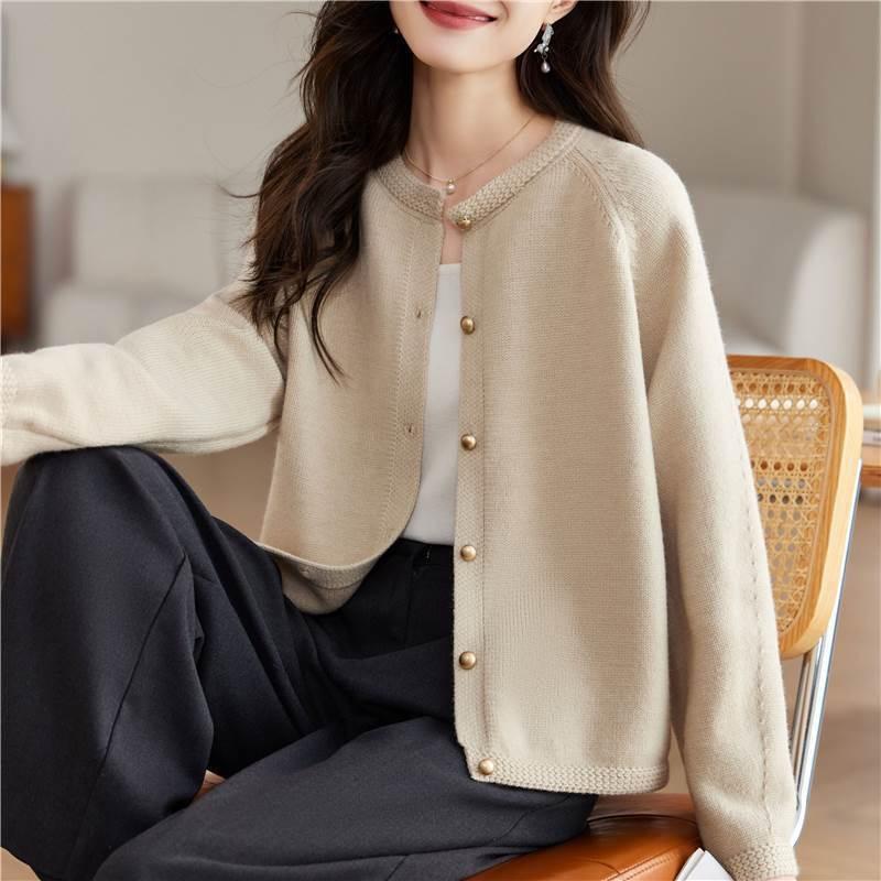 Spring Loose Knitted Cardigan for Women Spring and Autumn Casual Short Sweater Coat for Women