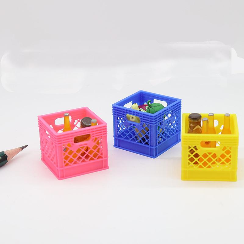 1 Piece 1:12 Dollhouse Miniature Handheld Beer Frame Model Food Storage Basket Kitchen Decor Toy Doll House Accessories