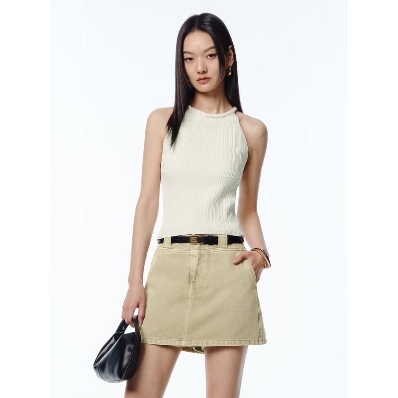 Peacebird Women's Knit Halter Neck Tank Top with Hollow Back