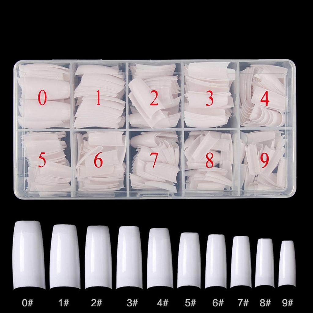 500PCS Extra Long False Nail Tips Acrylic Gel Salon Half Cover Tip Nail Tools
